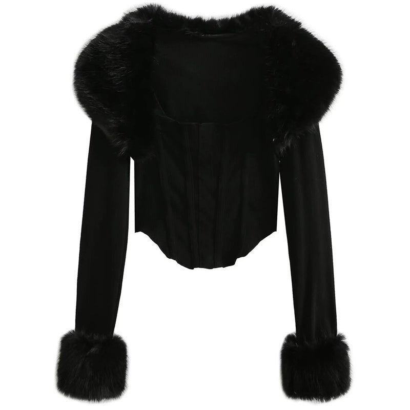 Fur Collar Knit Camisole