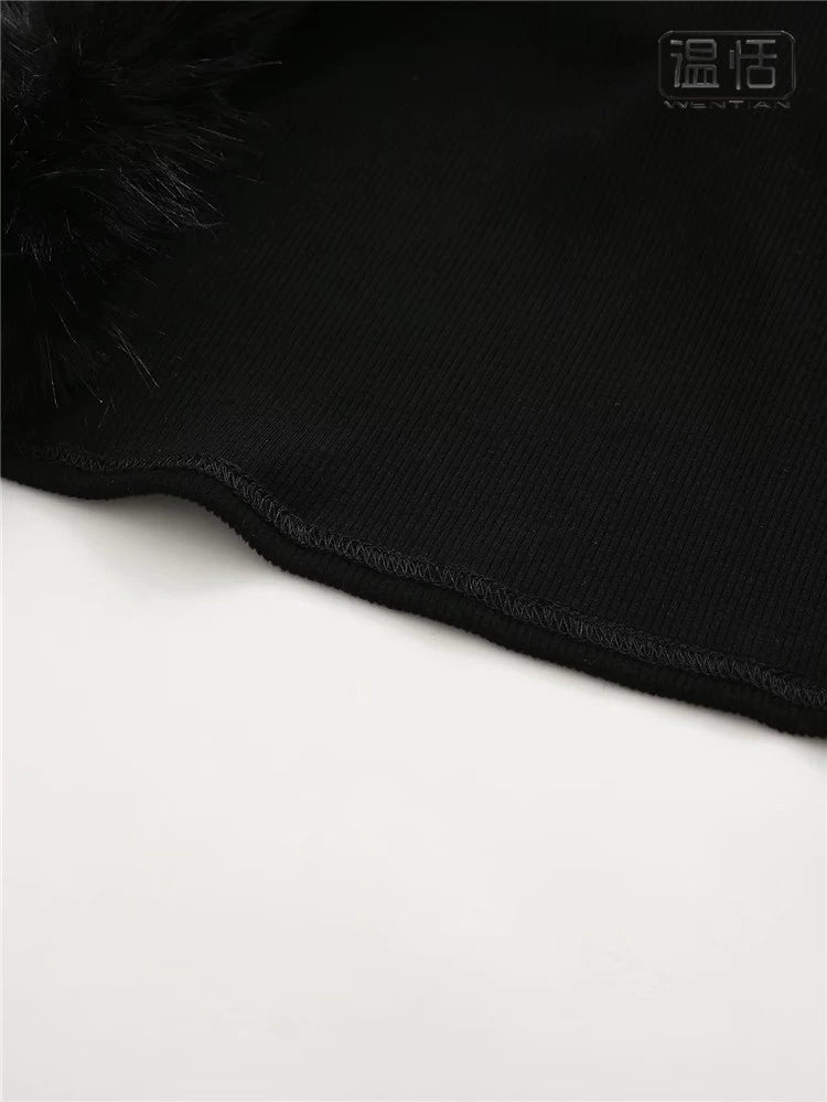 Fur Collar Knit Camisole